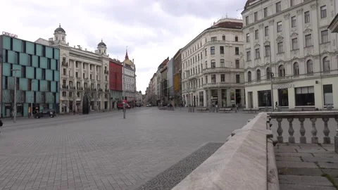 Empty streets of the city of Brno during Coronavirus disease 2019 Video stock 146361029