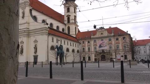 Empty streets of the city of Brno during Coronavirus disease 2019 Stock Footage 146361275