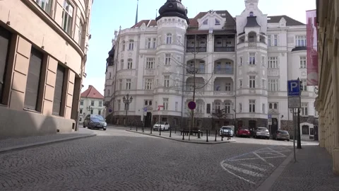 Empty streets of the city of Brno during Coronavirus disease 2019 Stock Footage 146361452