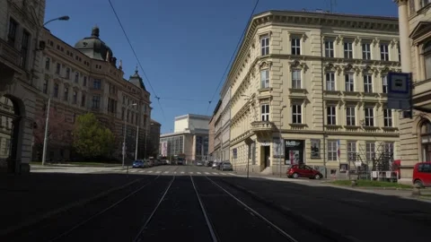 Empty streets of the city of Brno during Coronavirus disease 2019 Video stock 146362893