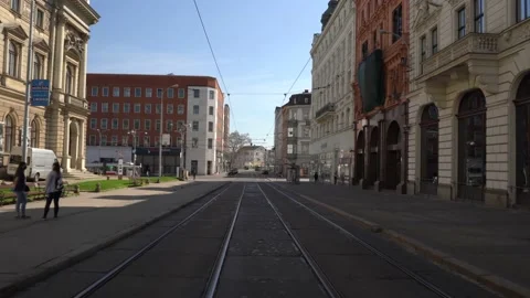 Empty streets of the city of Brno during Coronavirus disease 2019 (Covid-19) Stock Footage 146363090