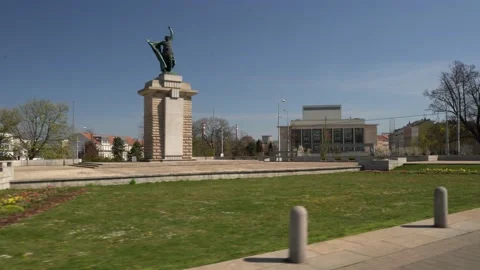 Empty streets of the city of Brno during Coronavirus disease 2019 (Covid-19) Stock Footage 146363323