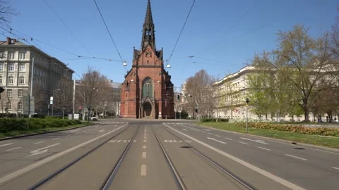 Empty streets of the city of Brno during Coronavirus disease 2019 (Covid-19) Stock Footage 146363364