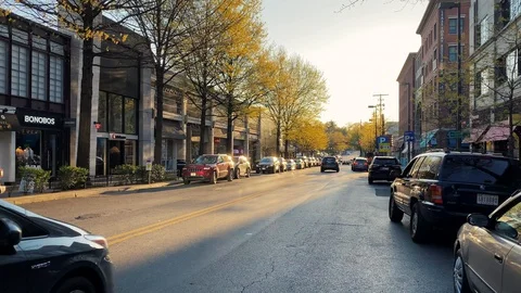 Empty streets due to COVID-19 in Bethesda, Maryland Stock Footage 128247815