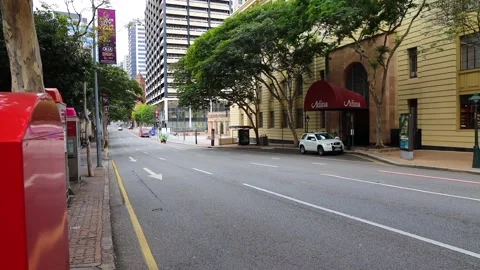 Empty Streets during Lockdown in Brisbane Australia Stock Footage 158127546