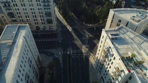 Empty streets of Jerusalem on Atonement Day. DJI_0064-03 Stock Footage 106076956