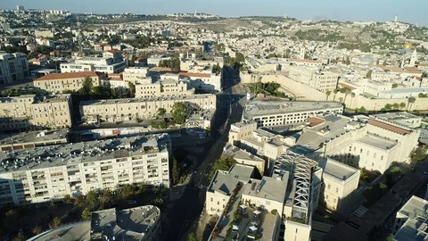Empty streets of Jerusalem on Atonement Day. DJI_0065-01 Stock Footage 106077285