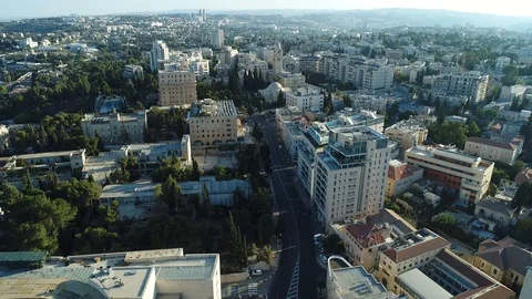 Empty streets of Jerusalem on Atonement Day. DJI_0064-04 Stock-Footage 106077731