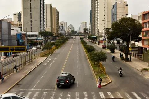 Empty streets ,Lima-Peru for lockdown for covid-19 Stock Photos