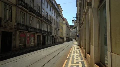 Empty streets in Lisbon covid-19 quarantine, Portugal 스톡 동영상 134212133