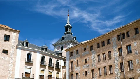 Empty streets of Madrid. Architecture and buildings without people in Spain. 4K 库存影片 128027935