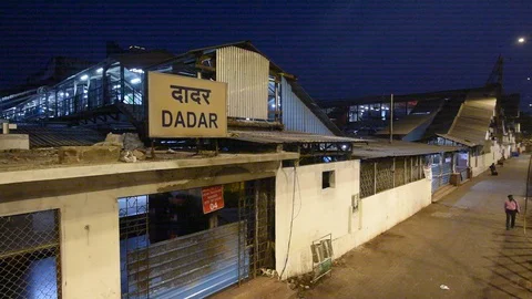 Empty streets near Dadar Station Stock Footage 129380144