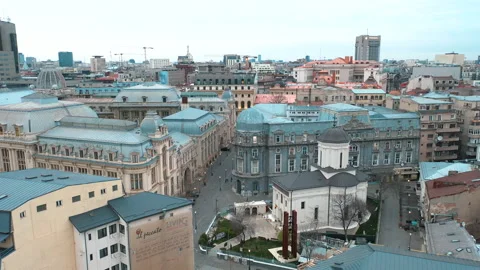 Empty streets from Old Town in Bucharest, Coronavirus Lockdown, Covid-19 Stock Footage 132281312