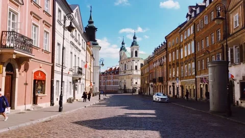 Empty streets of Old Town during lockdown caused by pandemic of coronavirus Stock Footage 140244146