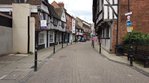 The empty streets of Worcester UK during coronavirus lockdown Stock Footage 130021628