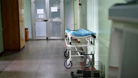 Empty Stretcher In Hospital Corridor Stock Footage 204990711