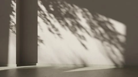 Empty stucco wall with outdoor tree shadow on modern granite tile material. Aest 스톡 동영상 333571822