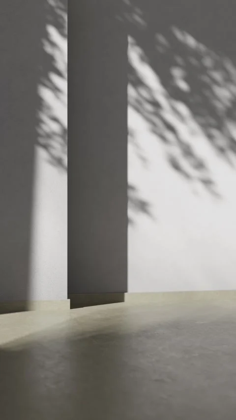 Empty stucco wall with outdoor tree shadow on modern granite tile material. Aest 스톡 동영상 333571827