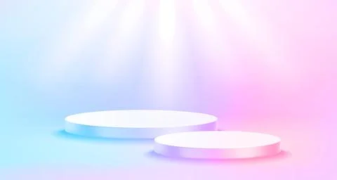 Empty studio with podium and top light. Vector show case template for a produ Stock-Illustration