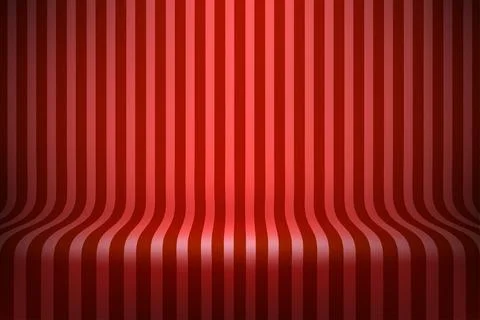 Empty studio with red stripes on floor and wall. 3d style vector illustration Иллюстрация