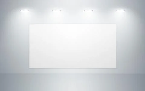 Empty studio room interior. White wall and floor background. Clean workshop f Stock Illustration