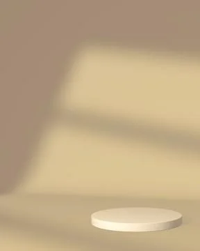 Empty studio with shadow from window. White marble podium in corner of studio Stock Illustration