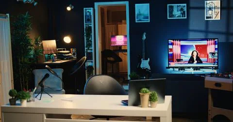 Empty studio with streaming tech 写真素材
