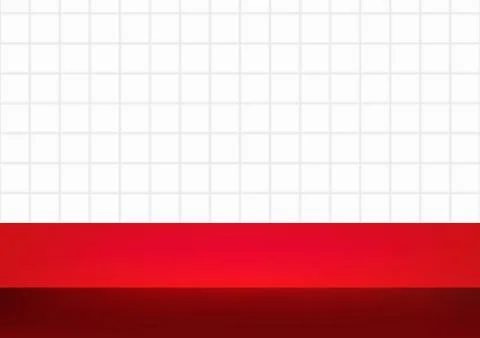 Empty studio white tiles background and red floor for product display. Showro Stock Illustration
