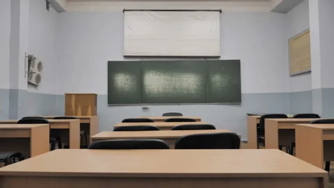 Empty Study Room In High School. Stock Footage 141651457
