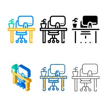 Empty stylized workplace color icon vector sign Stock Illustration