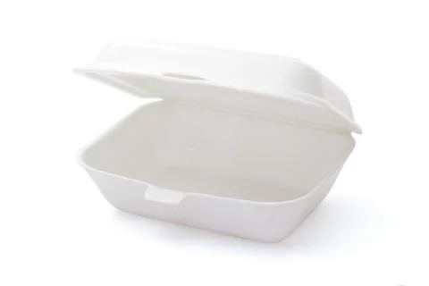 Empty styrofoam meal box Stock Photos