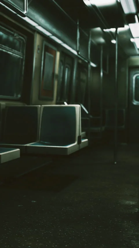 Empty subway car in a city during early morning hours Stock Footage 334882893