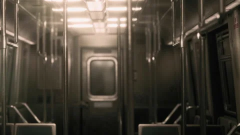 Empty subway car in the city during a quiet time of day Stock Footage 340616692