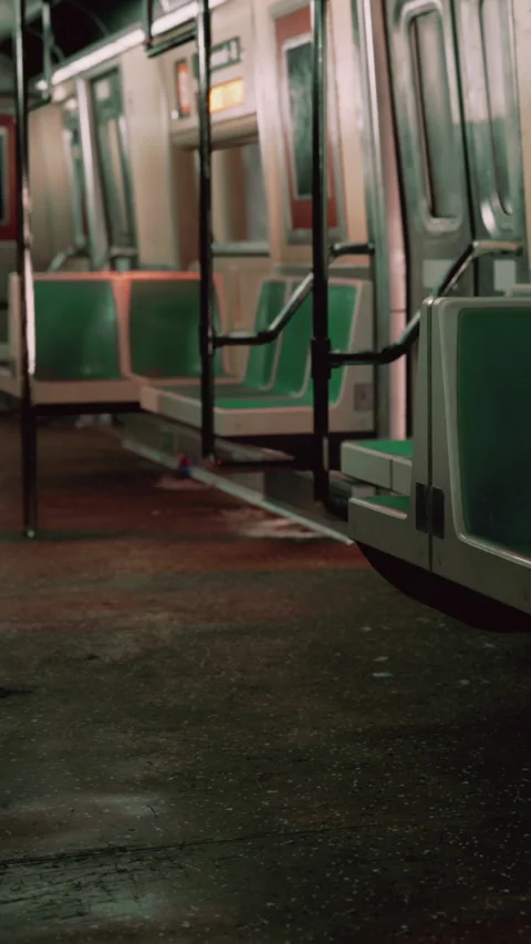Empty subway car in the city during late night hours Stock Footage 340646647
