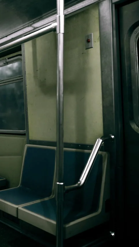 Empty subway car during late night hours with closed door Stock Footage 334172280