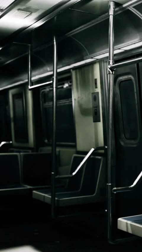 Empty subway car during late night commute in urban area Stock Footage 334262009