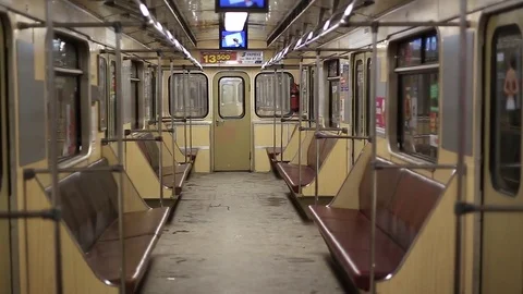 Empty subway car Stock Footage