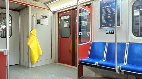 Empty subway car interior in Toronto Canada Stock Photos