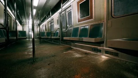 An empty subway car in the metro underground Stock Illustration