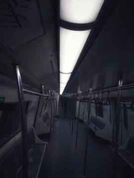 Empty Subway Car with Overhead Lighting Stock Photos
