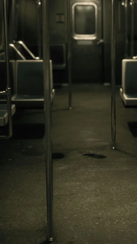 Empty subway car reveals secrets of the citys underground journey Stock Footage 335096923