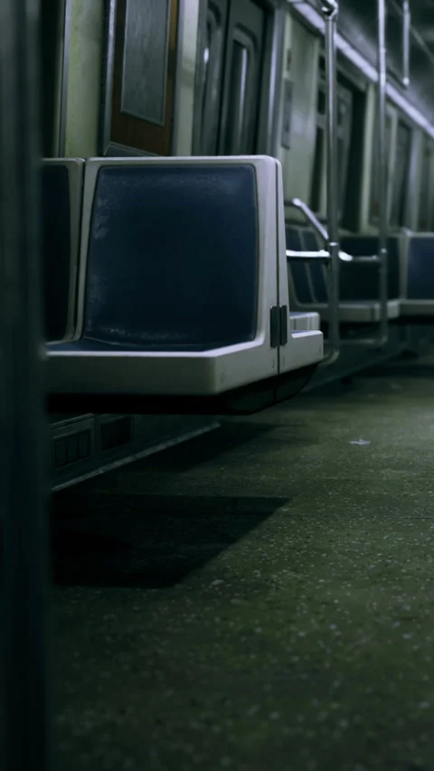 Empty subway car waiting in silence for the next journey at dusk Stock Footage 334243496