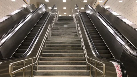 Empty subway escalators Stock Footage 97567895