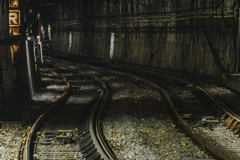 Empty subway night scene, paris Stock Photos