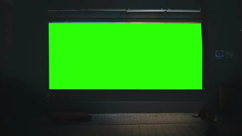 Empty Subway Platform Green Screen Billboard Mockup Illuminated At Night Stock Footage 341322728