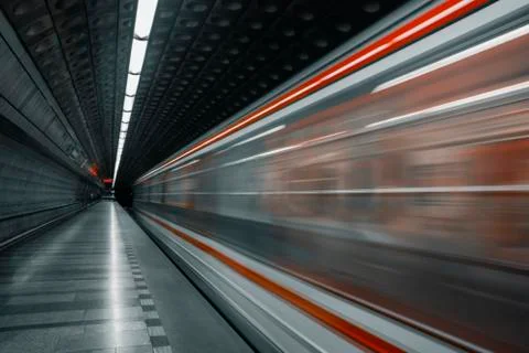 Empty subway station background with copy space Stock Photos