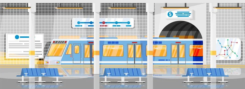 Empty Subway Station Interior. Stock Illustration