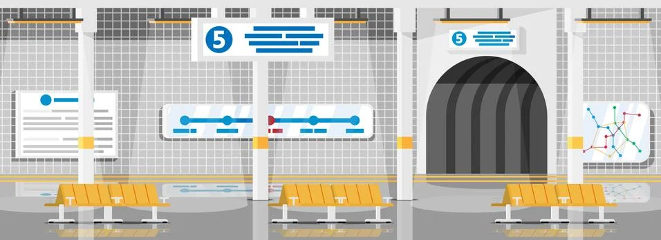 Empty Subway Station Interior. Illustrazione stock