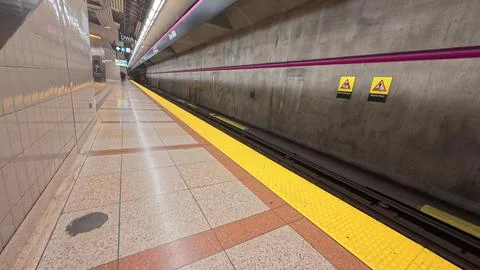 Empty subway station platform view Stock Photos