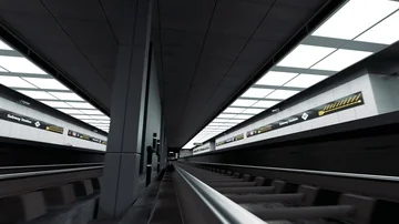 Empty Subway Train Arriving to platform in Railroad Station. Stock Footage 85477318